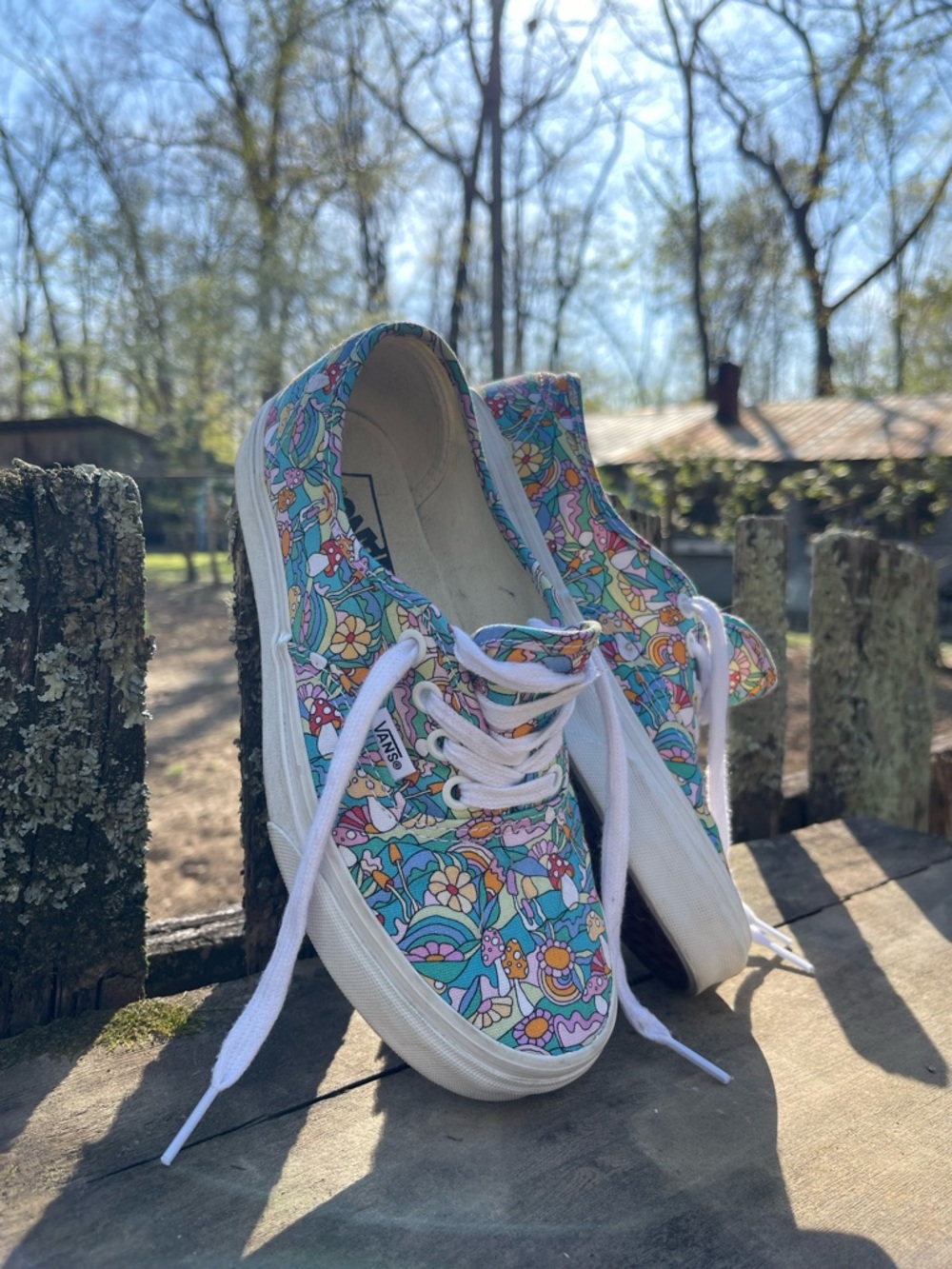 Vans Mushrooms Flower Print W-6.5 M-5 Pre-owed Unisex Sneakers - Picture 5 of 6